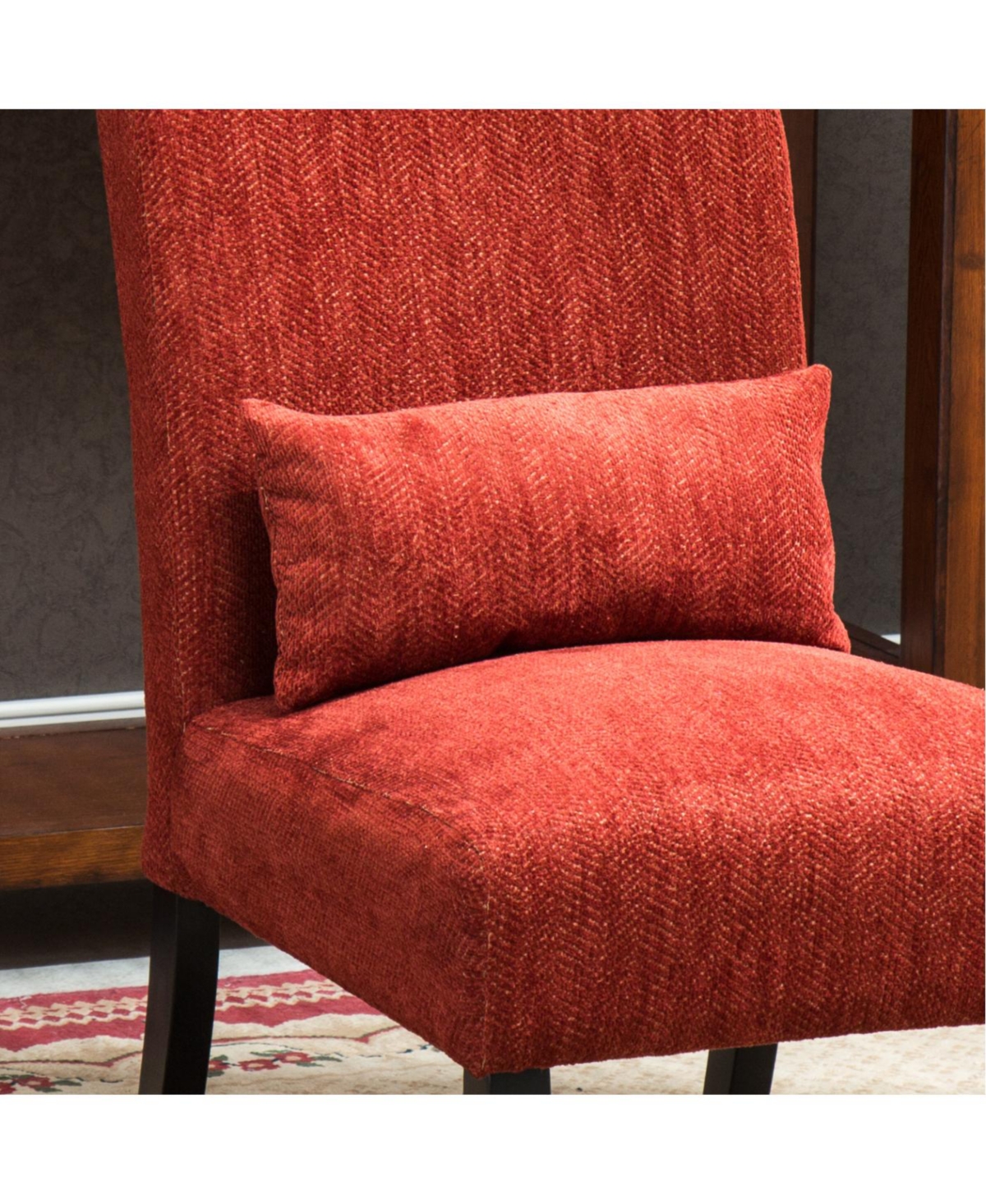 Streamdale Pisano Contemporary Chenille Fabric Armless Chair with Pillow, Red