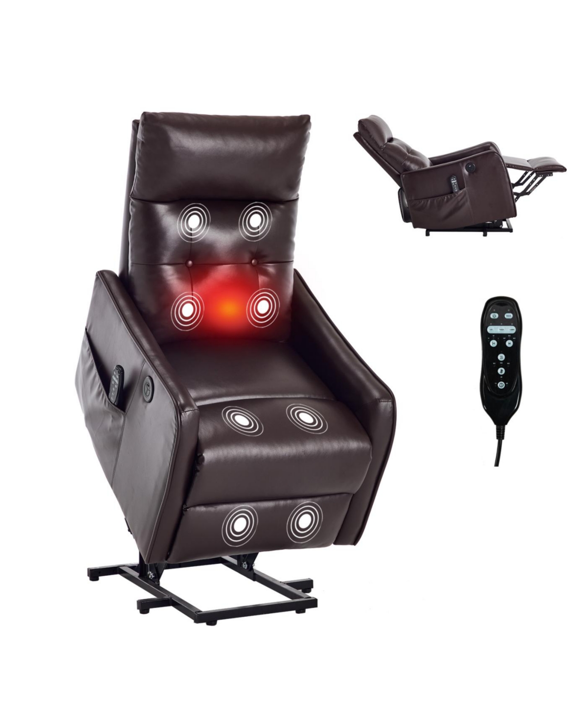 Streamdale Furniture Brown Pu Power Lift Recliner with Massage