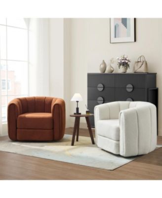 Swivel Accent Barrel Chair, Modern Upholstered Armchair for Living Room