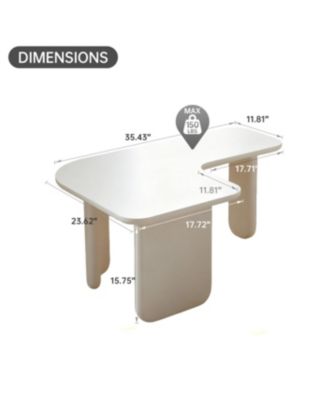 Streamdale Modern L-Shape Coffee Table, Multi-layer Green Paint, White