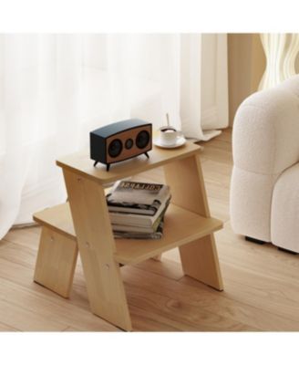 Streamdale 2-Tier Natural Finish Wooden Nightstand/End Table