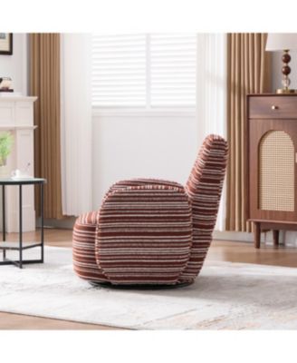 Streamdale Modern Style Swivel Leisure Chair with Striped Armrest