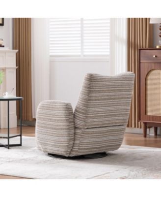 Streamdale Modern 360 Swivel Leisure Chair with Striped Armrest