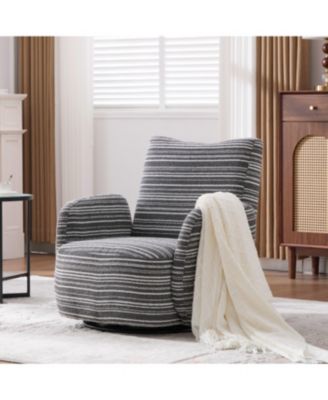 Streamdale Modern Swivel Leisure Chair with Striped Armrest