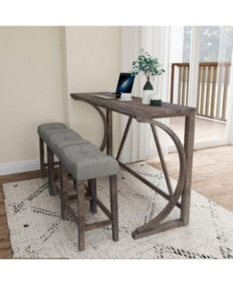 Streamdale Bar Table Set with Power Outlet, 4 Piece Industrial Dining Set