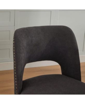 Wooden Dining Chairs Set of 2, Modern Fabric Upholstered Kitchen Chairs, Black