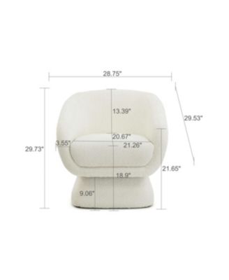 White Boucle Swivel Chair, Solid Wood Frame, Modern Armchair