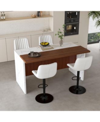 Streamdale Modern Kitchen Island Set with 4 Beige Bar Stools