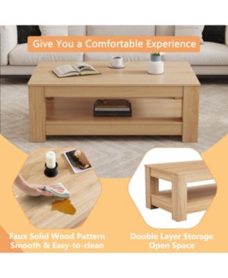 Streamdale Natural Wood Double Layered Coffee Table (MDF)