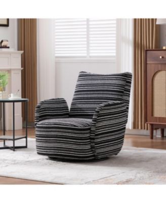 Streamdale Modern Style Swivel Leisure Chair with Striped Armrest
