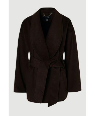 Women's Brushed Wool Wrap Short Coat