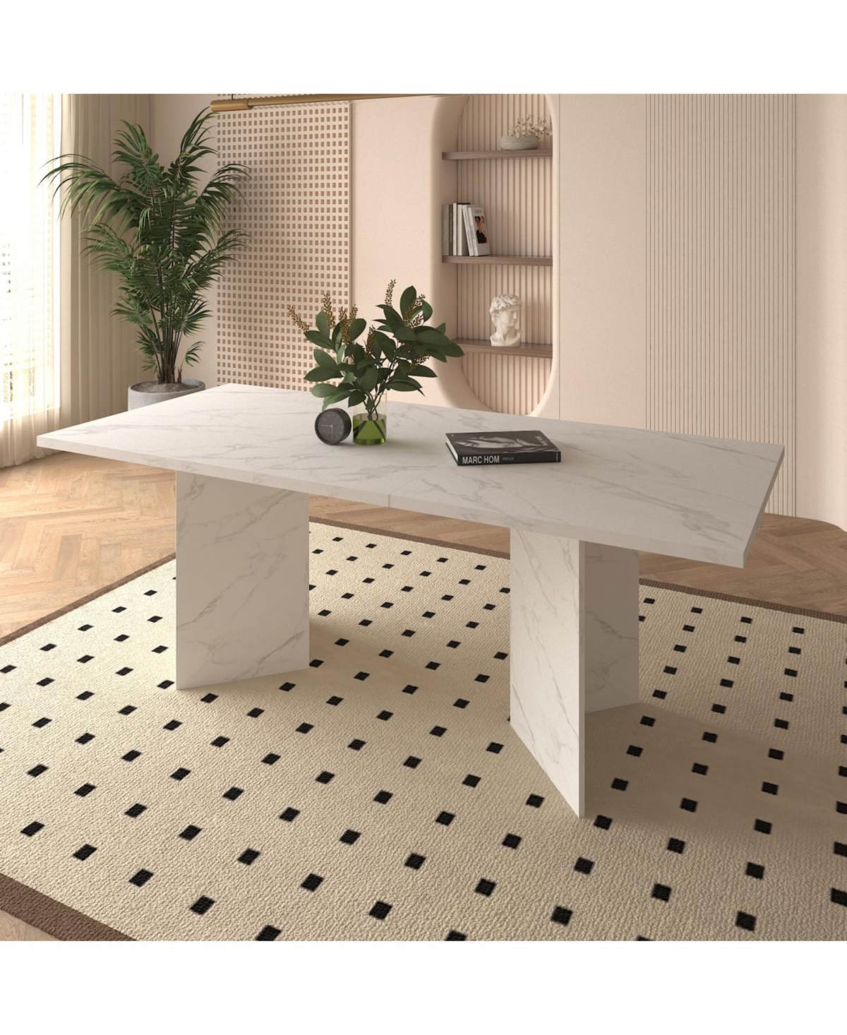 Streamdale Furniture Extendable Faux Marble Dining Table (Seats 6-10)