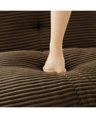 Modern L-Shaped Corduroy Sectional Sofa with Movable Ottoman