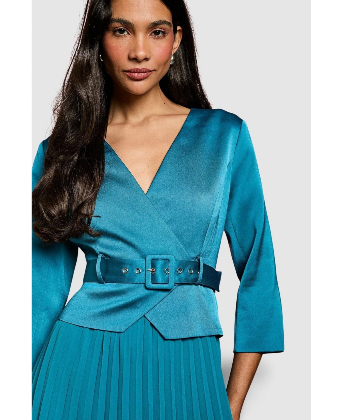 Coast Women's Satin Bodice Pleat Skirt Midi Dress