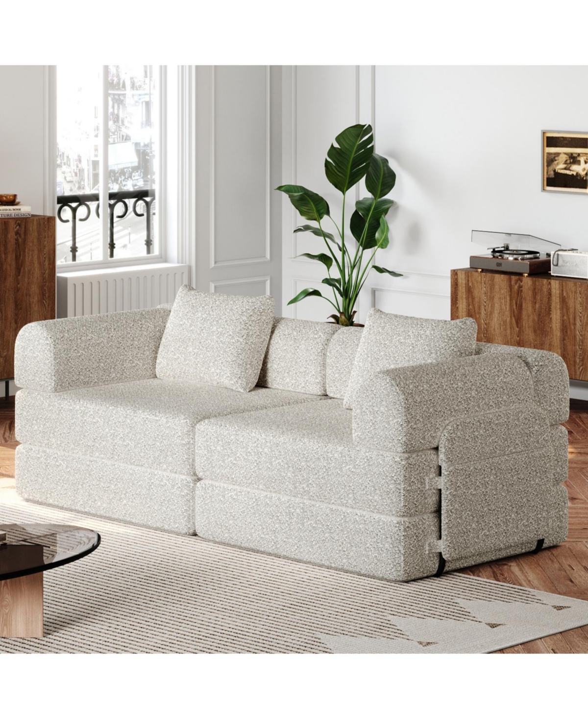 Streamdale Furniture Streamdale 72.4" Convertible Sofa Bed with Storage Pockets and Cushions