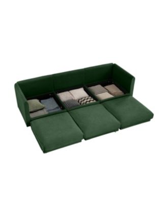 Streamdale Elegant Green Chenille Sofa with Storage Seat, Contemporary 3-Seater Fabric Couch