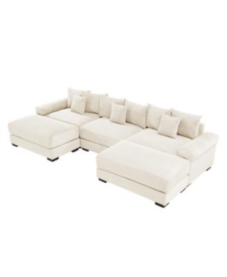 Streamdale Oversized Cloud Modular Sectional Couch, Premium Corduroy, Cream