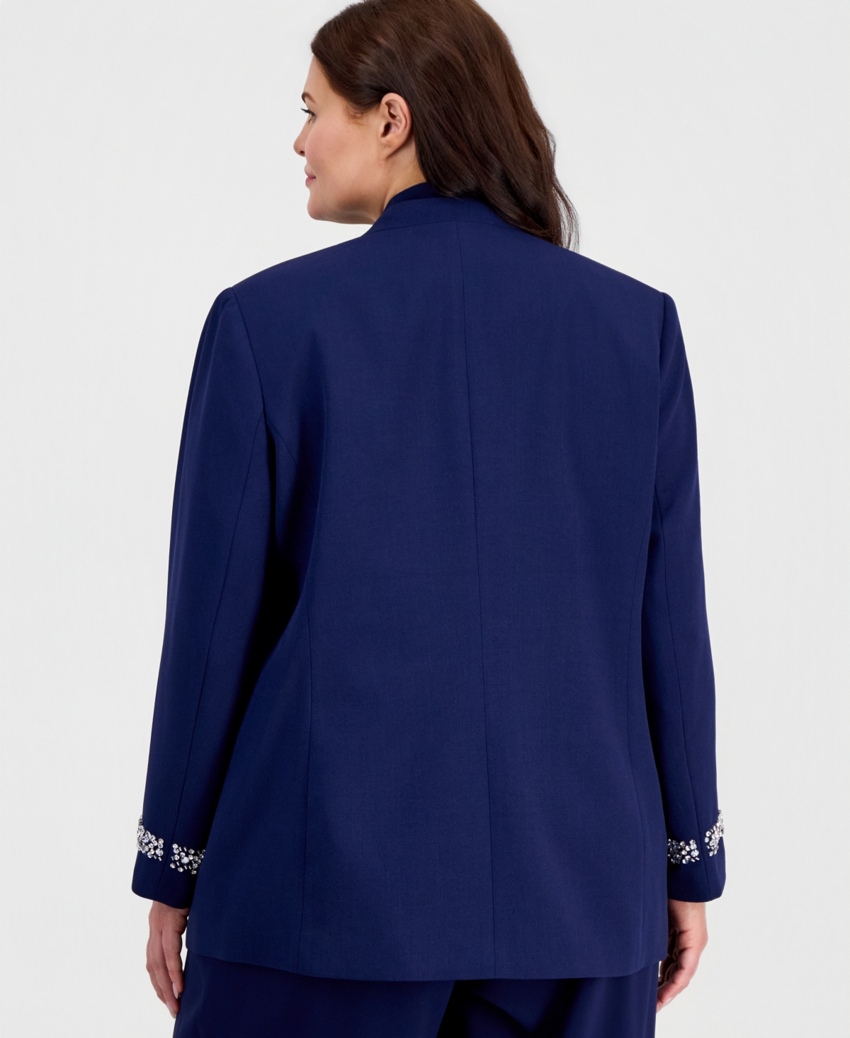 Kasper Plus Collarless Open-Front Jacket