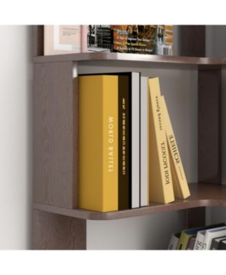 6 Tier L-Shaped Corner Bookshelf - Wooden Bookcase with Anti-Tip Device