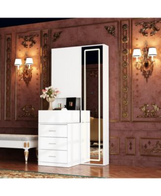 LED Dressing Table with full body mirror | Sliding cover hidden compartment+three drawer large capacity | Versatile in bedroom/dressing room
