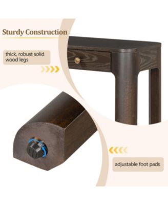 Streamdale Rustic Console Table with Curved Corners, 3 Drawers