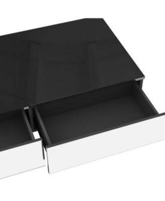 Streamdale Rectangular Black High Gloss Coffee Table with Storage - 47.3