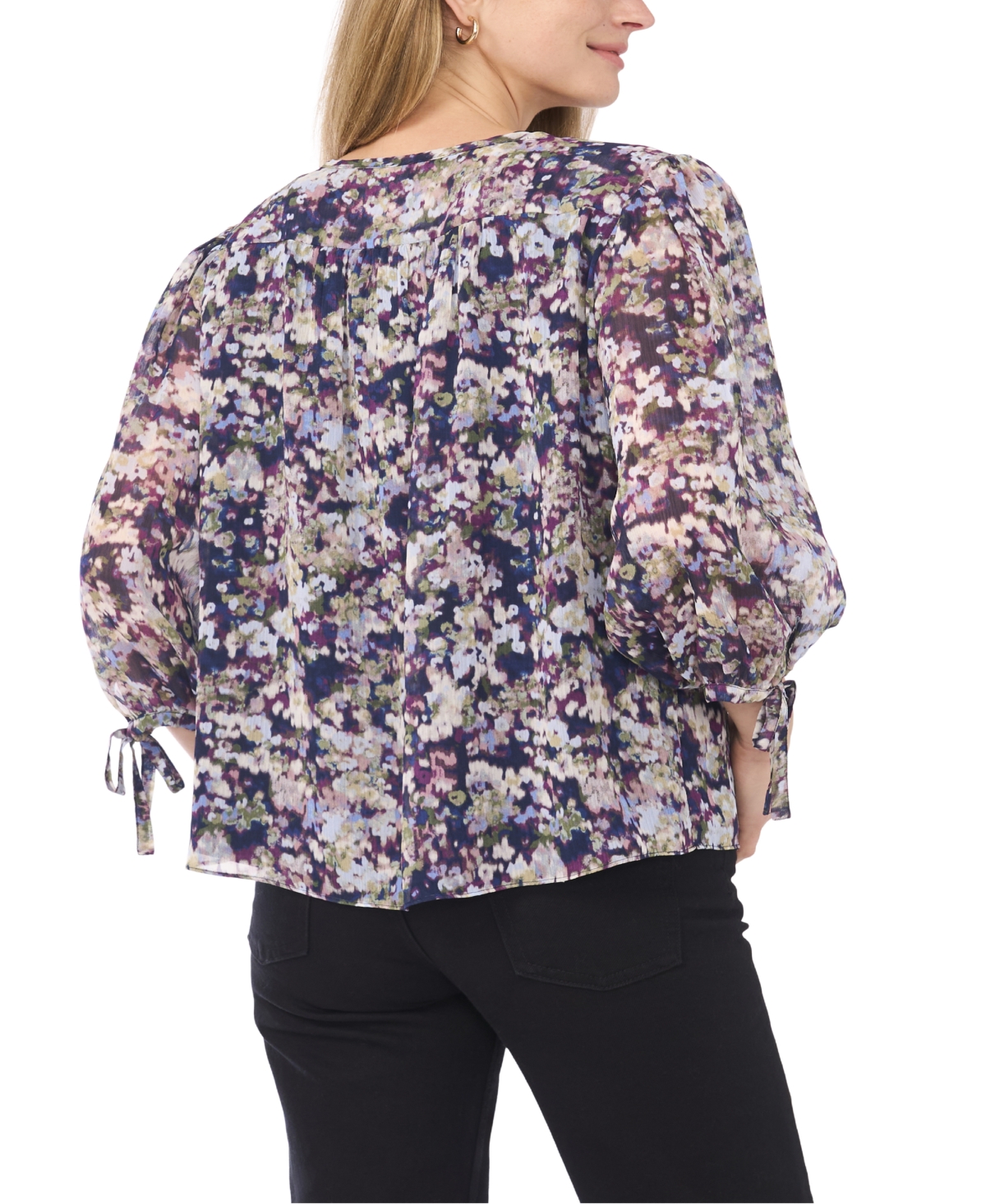 Sam & Jess Women's Crewneck Tie-Sleeve Top