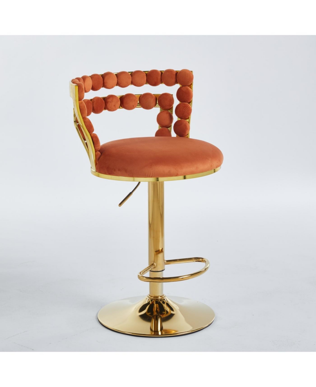 Streamdale Furniture Modern Gold Bar Table Set with 2 Adjustable Stools, Round Marble Pub Table