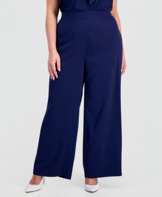 Plus Size High-Rise Wide-Leg Pull-On Pants