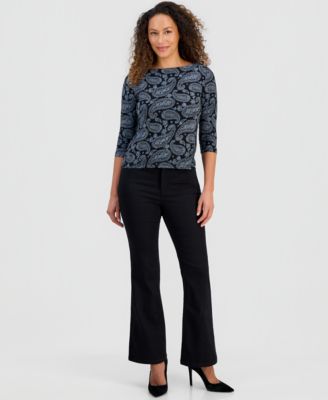 Petite Printed Boat-Neck Top