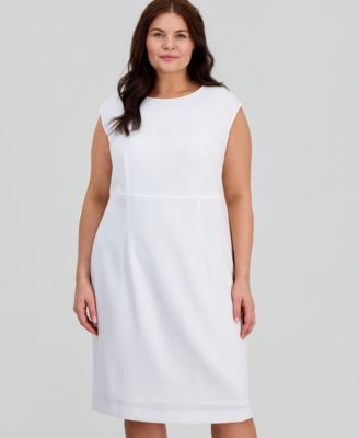 Plus Size Stretch-Crepe Cap-Sleeve Sheath Dress