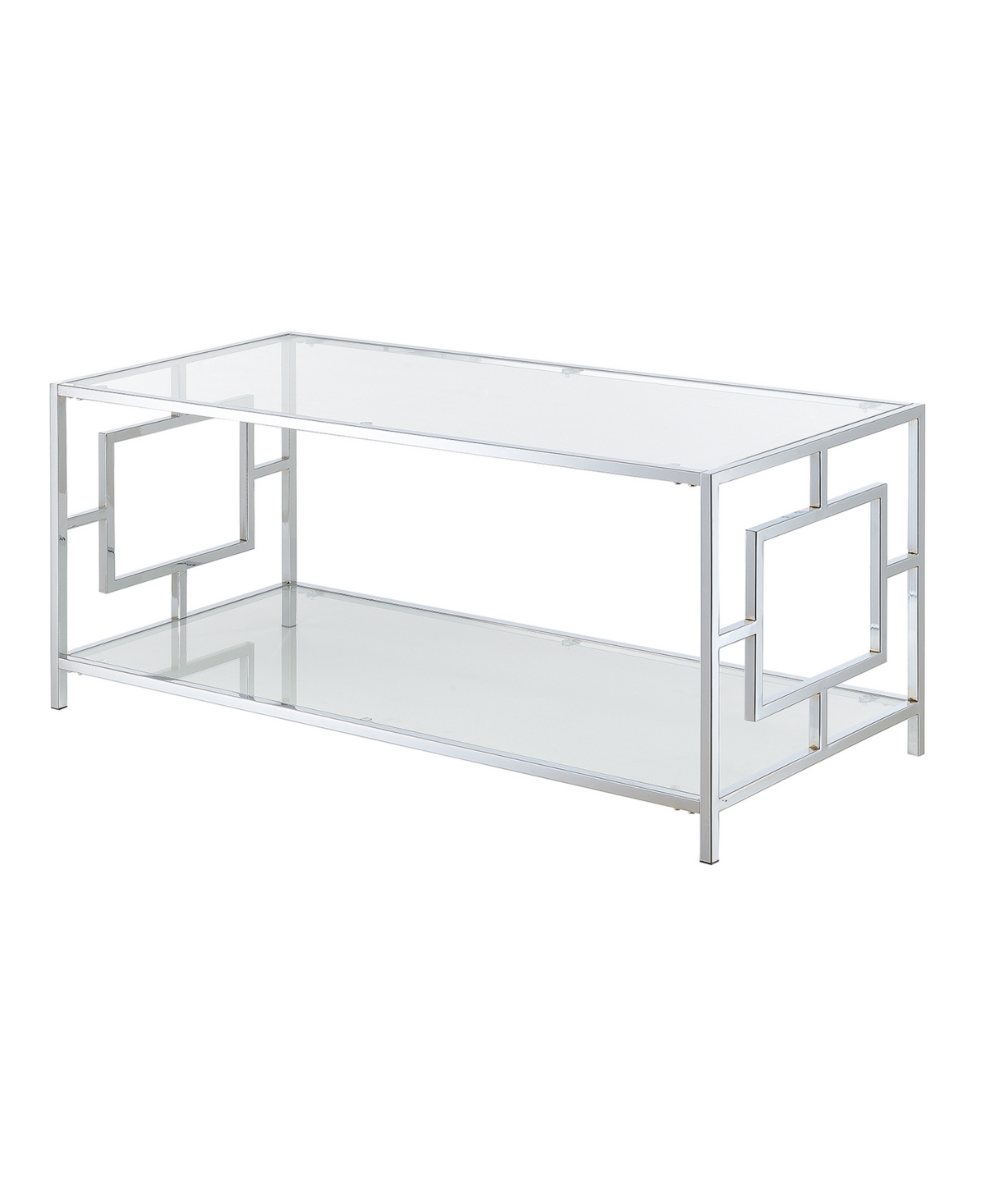 Convenience Concepts 42" Chrome Town Square Coffee Table With Shelf In Transparent