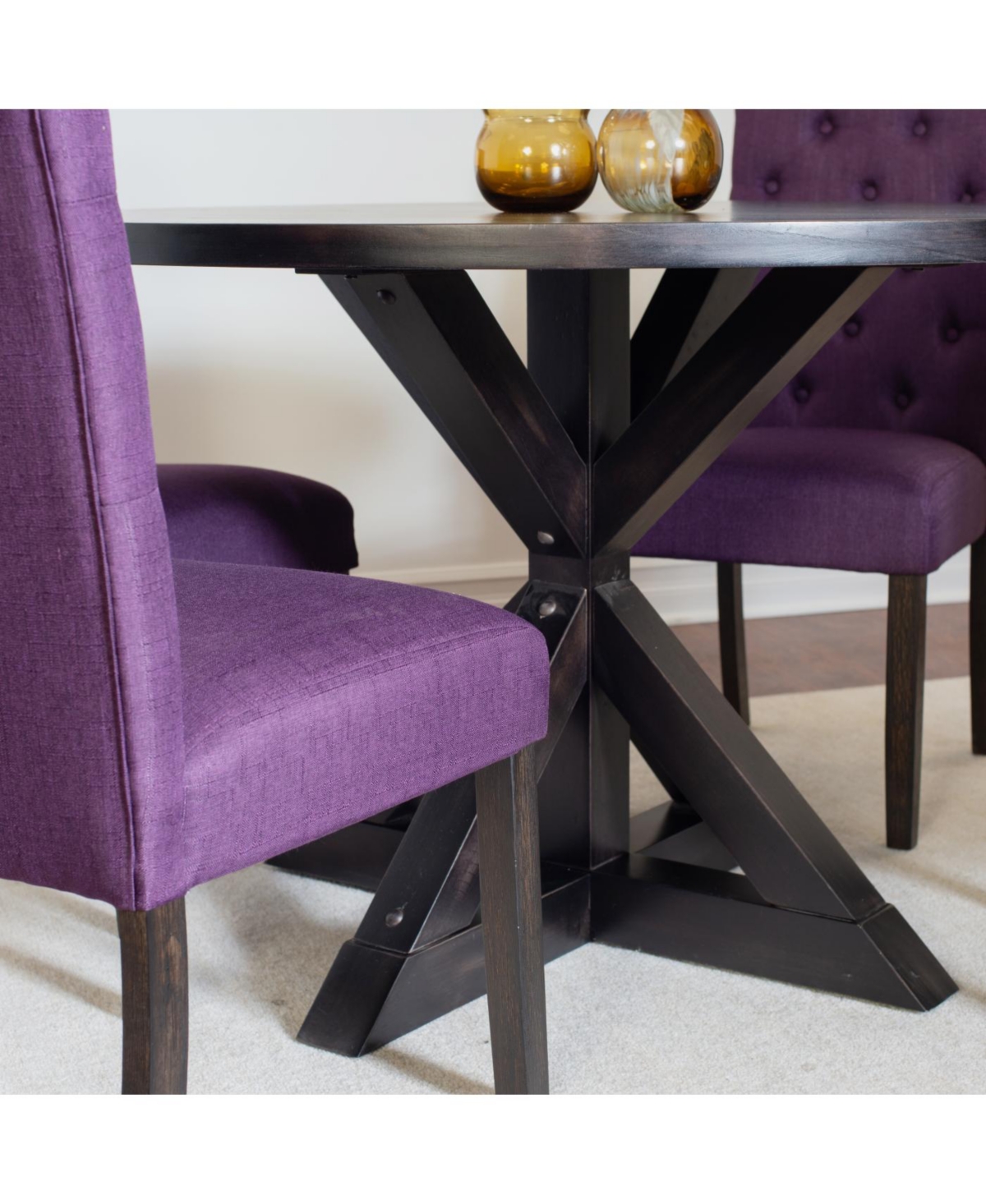 Streamdale Furniture 35" Round Dining Table & 4 Chairs Set - Mid-Century Modern Glass Top