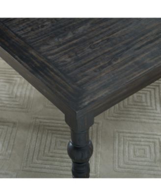  Urban Style Wood Dark Wash Turned-Leg Dining Set: Table and 4 Chairs, Blue