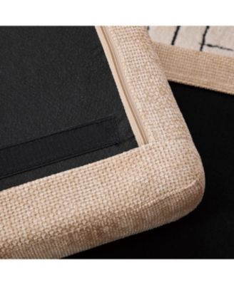 Modern Chenille Ottoman with Black Metal Legs