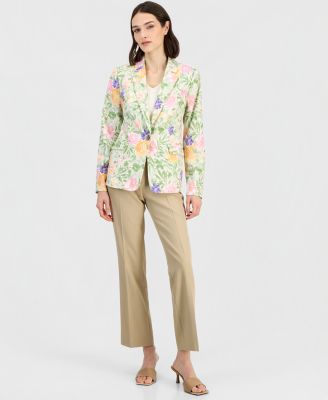 Women's Printed Single-Button Blazer