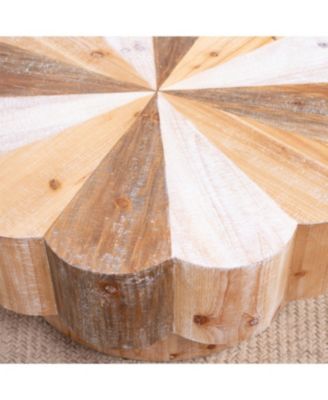 Streamdale Rustic Wood Flower Coffee Table - 31.7" Diameter Vintage Center Table