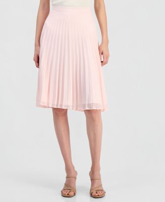 Women's Solid-Color Pleated Chiffon Midi Skirt