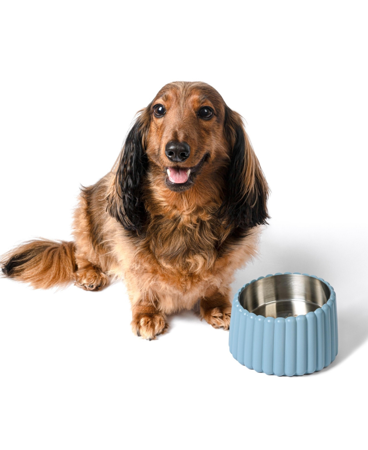 The Licker Store Ripple Ridge Small/Medium Slanted Concrete and Stainless Steel Bowl 16oz (2 Cups) Pet Feeder