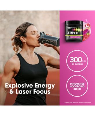 Pre-Workout Amped Powder, Berry Fusion, High Stim, Sugar-Free, Caffeine, 20 Servings