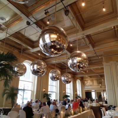 20" Big Shiny Inflatable Mirror Ball Giant Reusable PVC Balloon for Large Disco Party Wedding Event Stage Decoration Silver