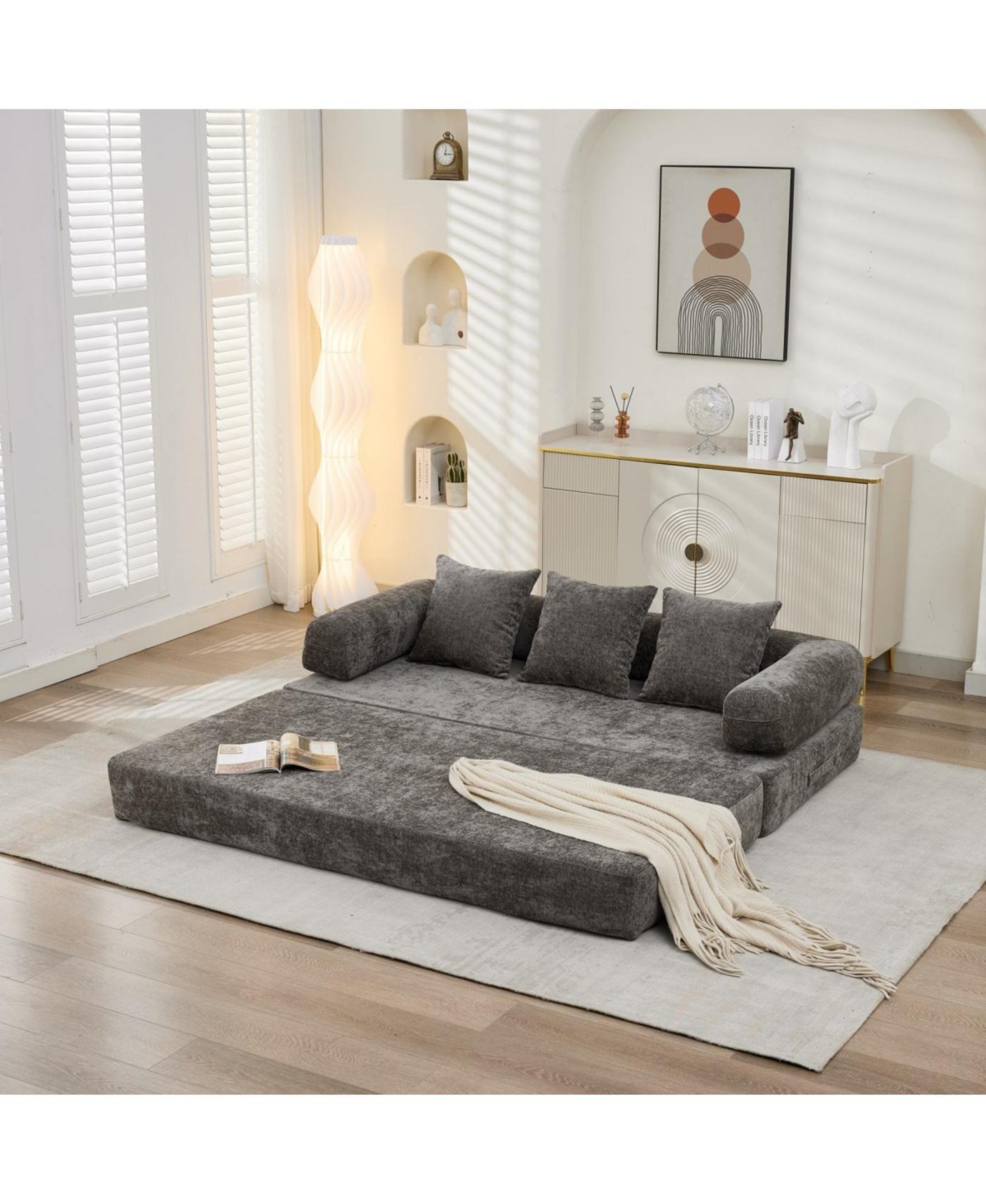 Streamdale Furniture Convertible Sleeper Sofa: Versatile, Space-Saving Chenille Fabric Sofa Bed