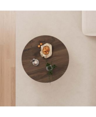  MDF Modern Round Coffee Table Set with 2 PU Dining Chairs