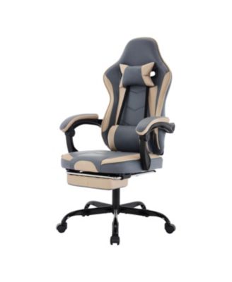 Gaming Chair with Footrest and Massage Lumbar Support