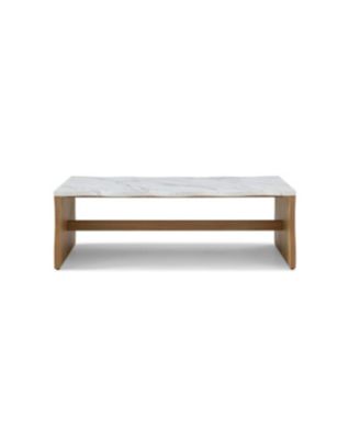 Whisper of Waves Modern Coffee Table, Marble & Solid Wood Base