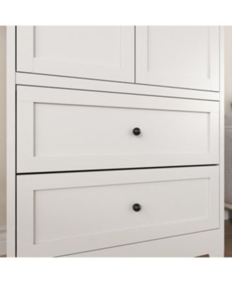72 Inch White Pantry Cabinet with 2 Drawers