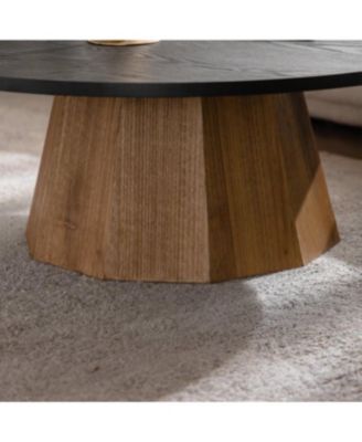 Round Coffee Table -Sturdy Wooden Tea Table for Living Room