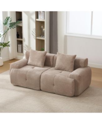 73" Modern Modular Sectional Loveseat, 2 Seater Tufted Cloud Convertible Couch with 2 Pillows