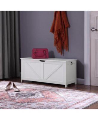 Retro Toy Box Organizer Entryway Storage Bench with 2 Hinges