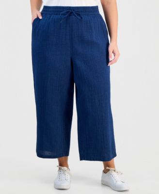 Plus Size High-Rise Pull-On Wide-Leg Pants